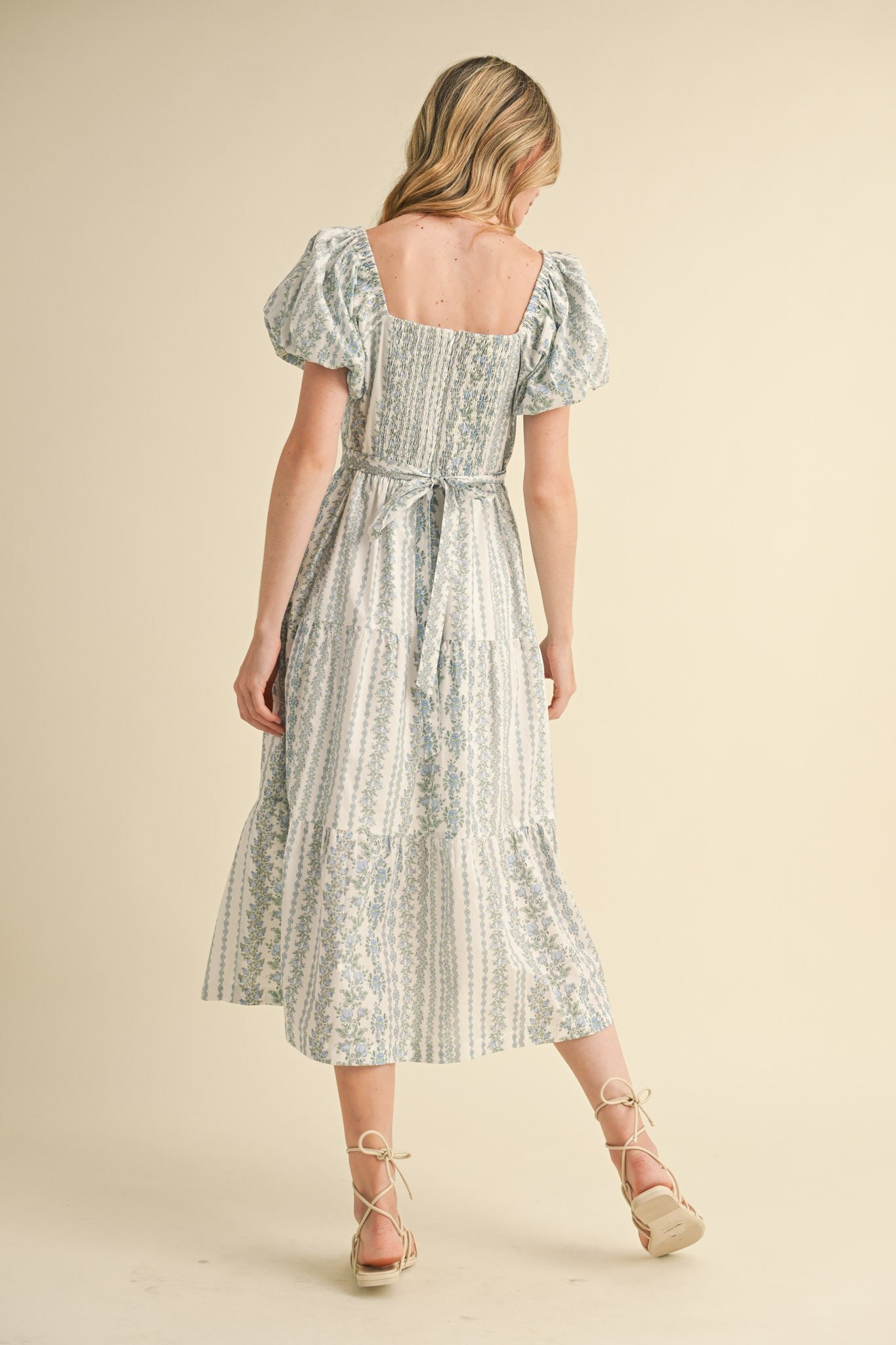 *PREORDER* Corinne Baby Blue Floral Midi Dress