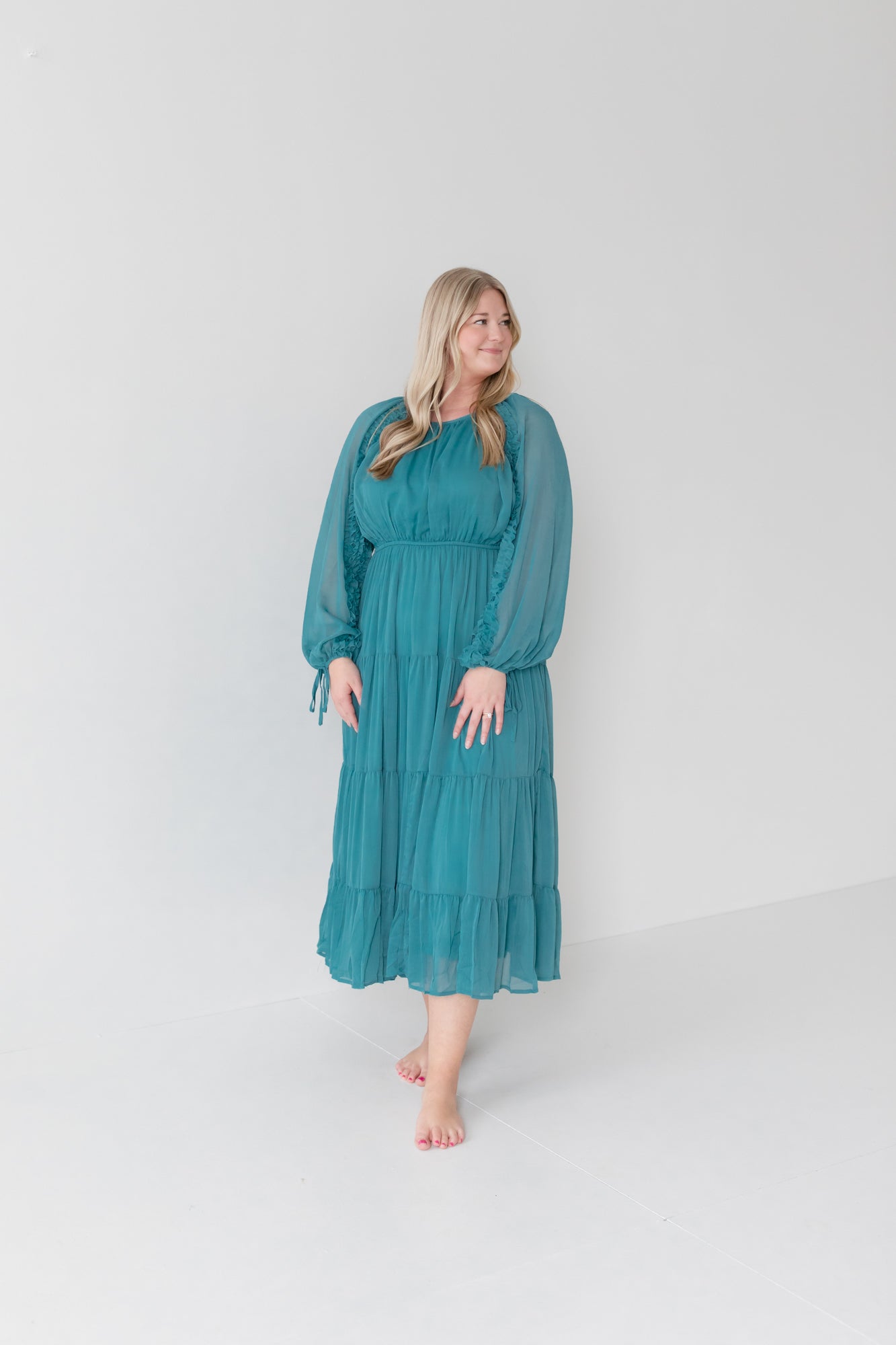 KRISTEN Ruffle Sleeve Midi Dress