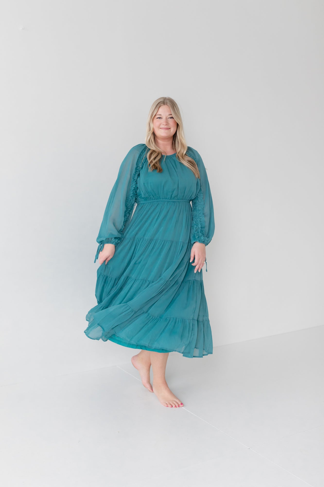 KRISTEN Ruffle Sleeve Midi Dress