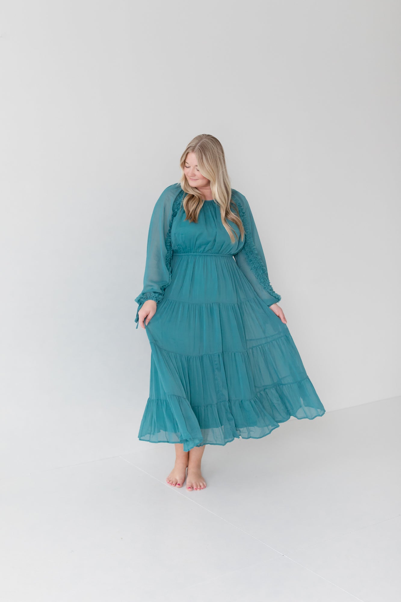KRISTEN Ruffle Sleeve Midi Dress