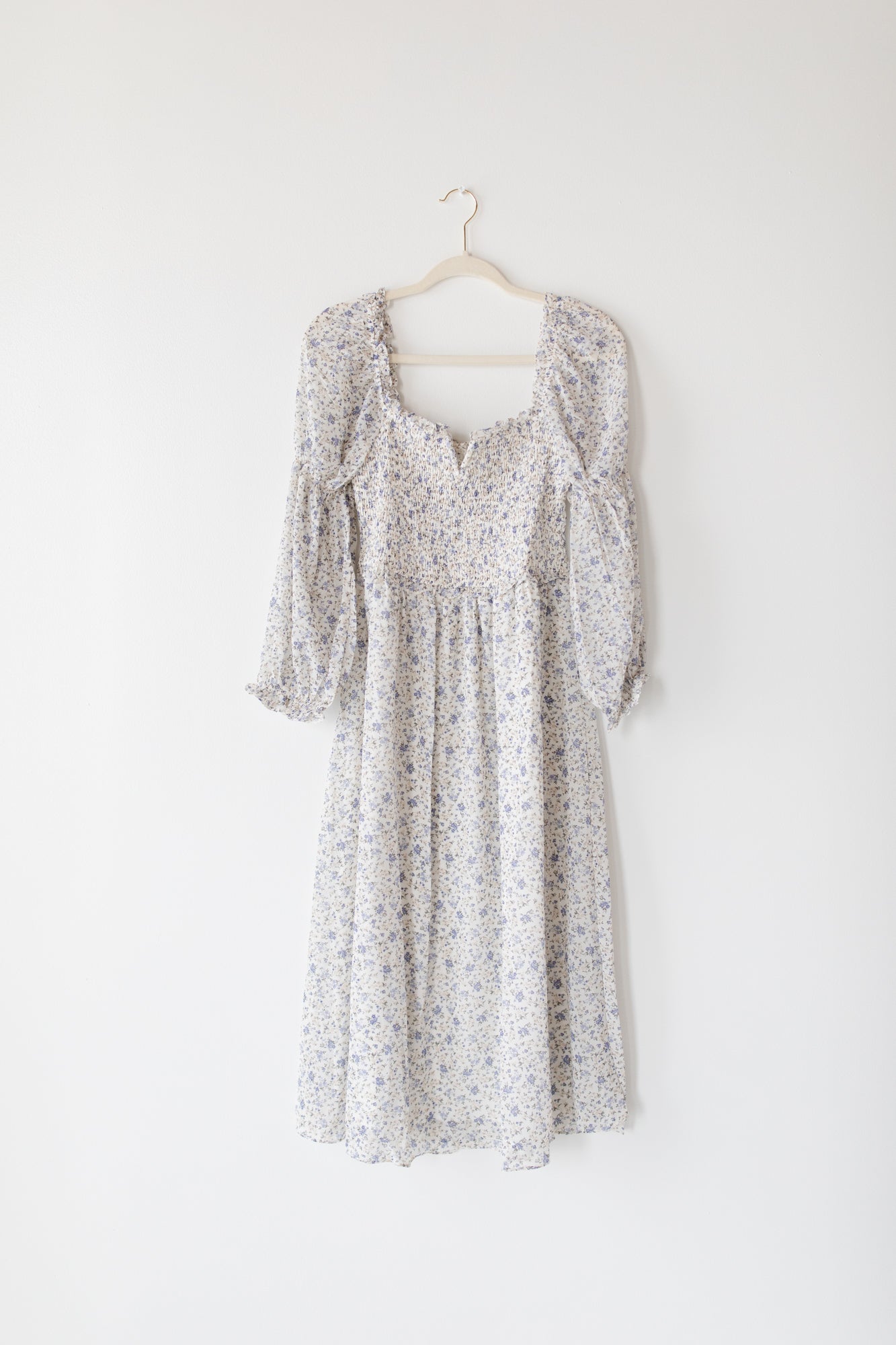 JULIET Sheer Sleeve Lavender Floral Midi Dress