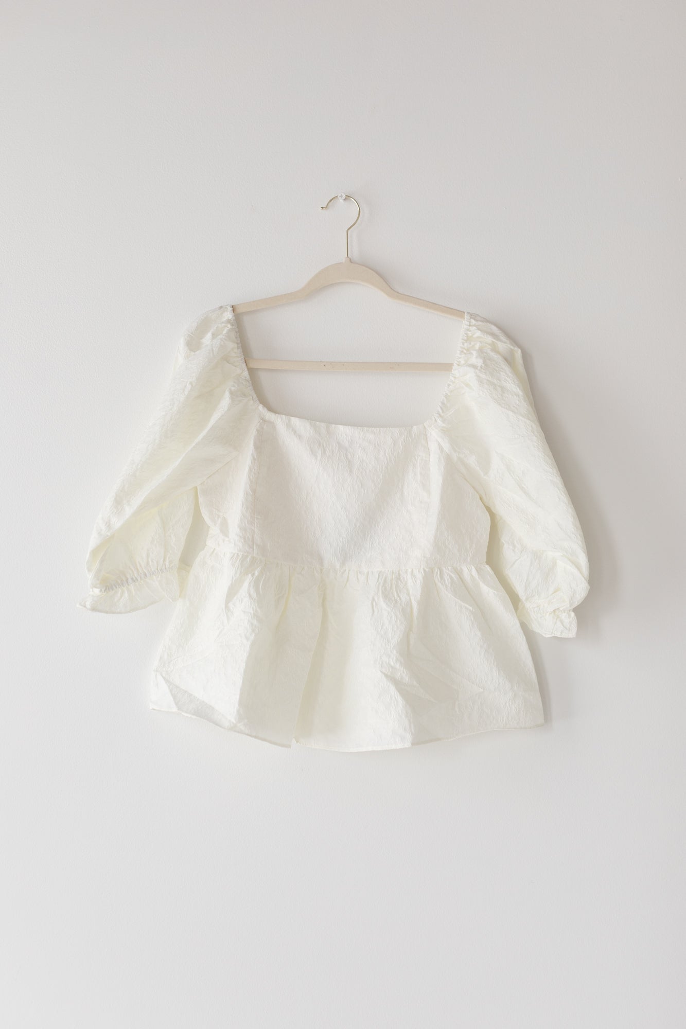 Ivory Flower Jacquard Babydoll Blouse