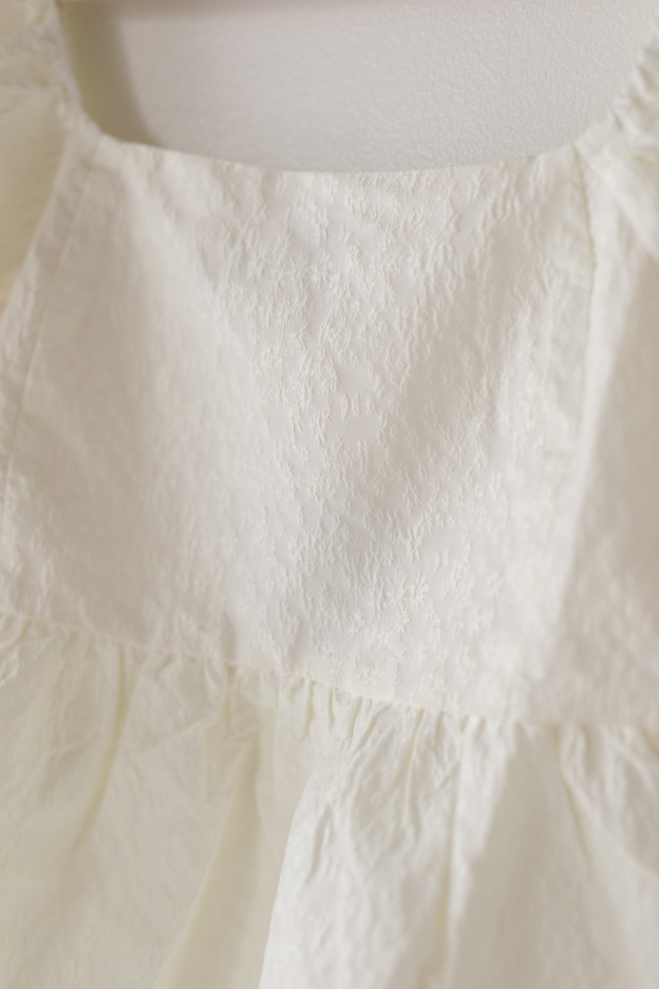 Ivory Flower Jacquard Babydoll Blouse