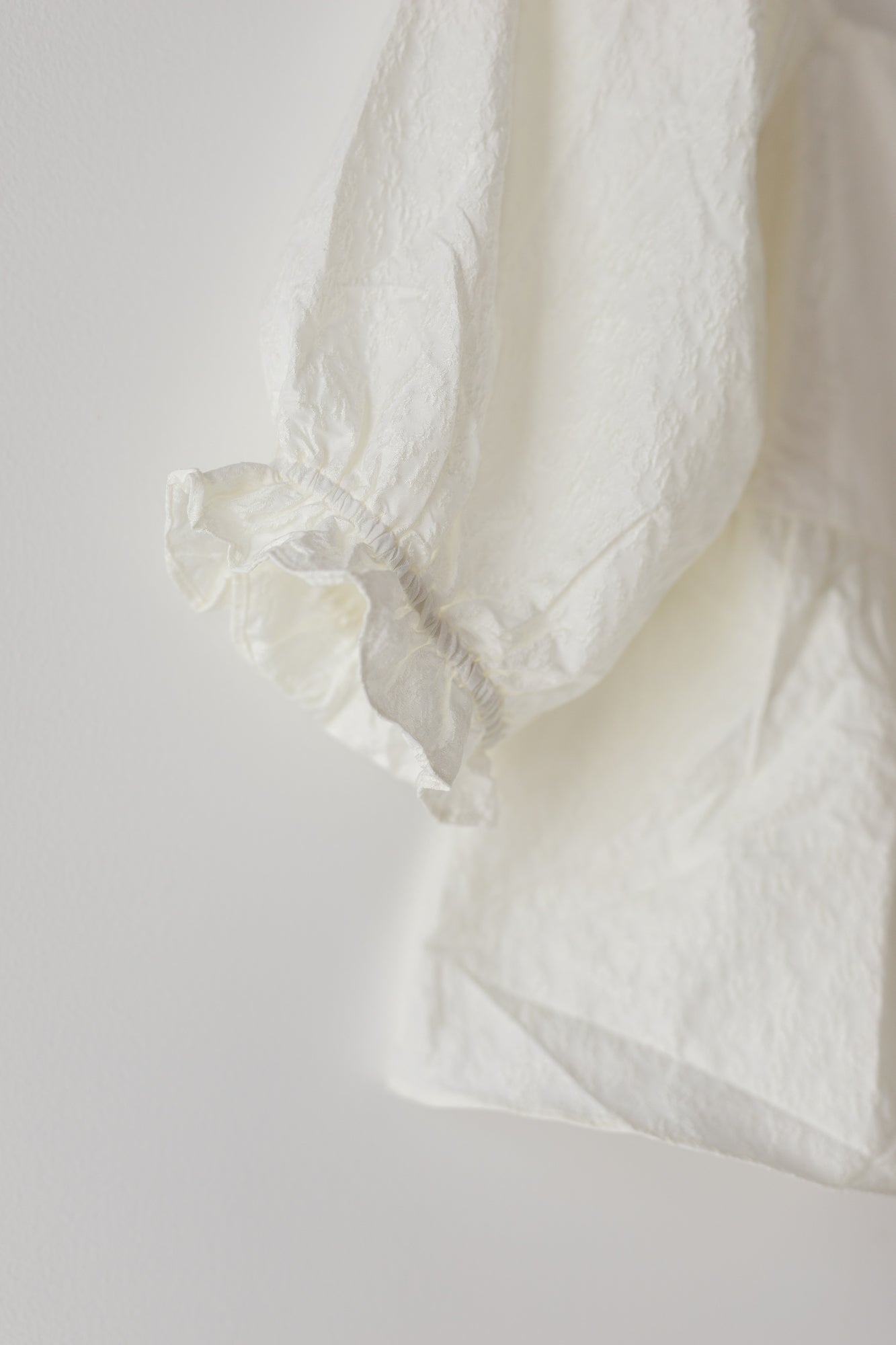 Ivory Flower Jacquard Babydoll Blouse