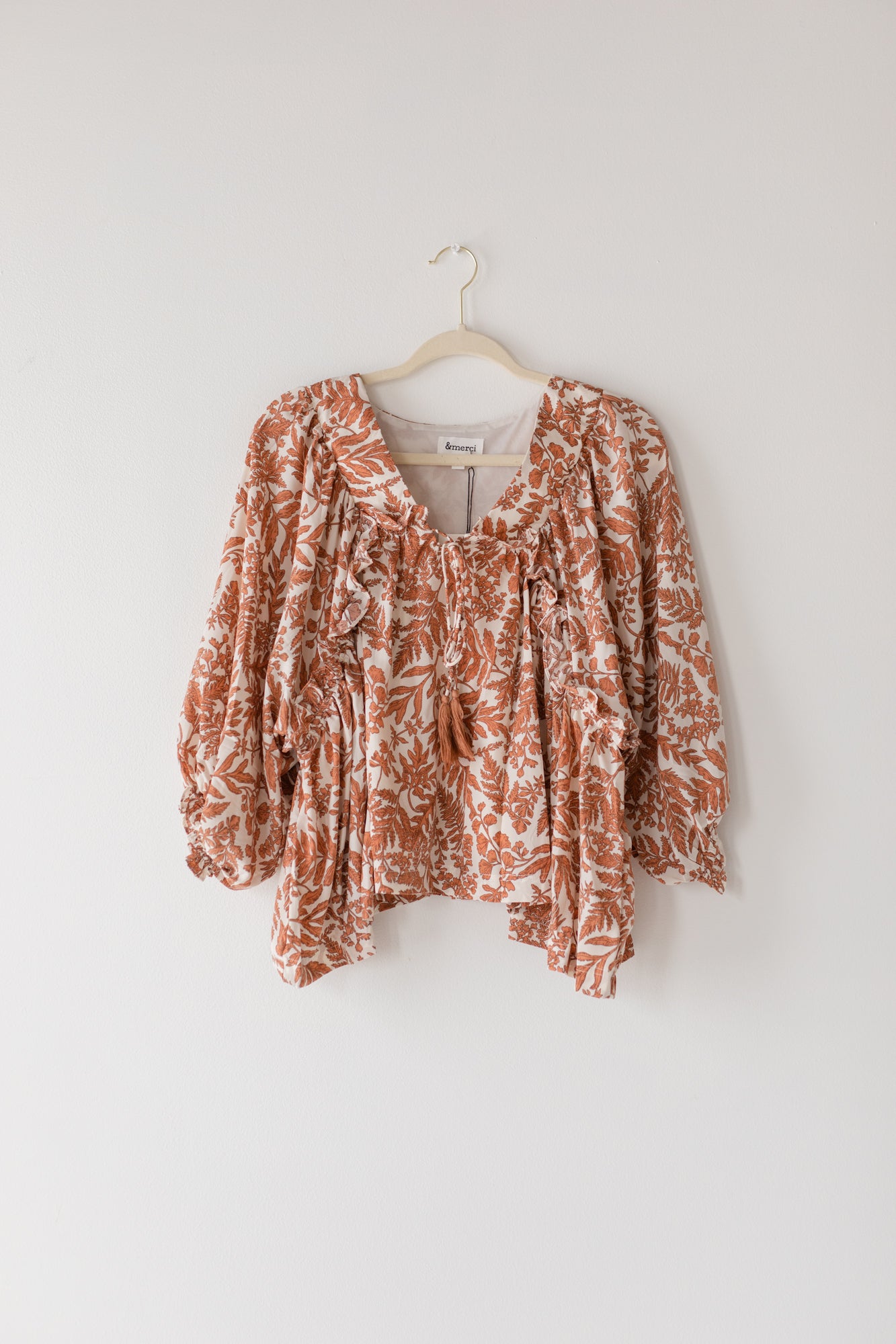 Flowy Shift Leaf Pattern Blouse