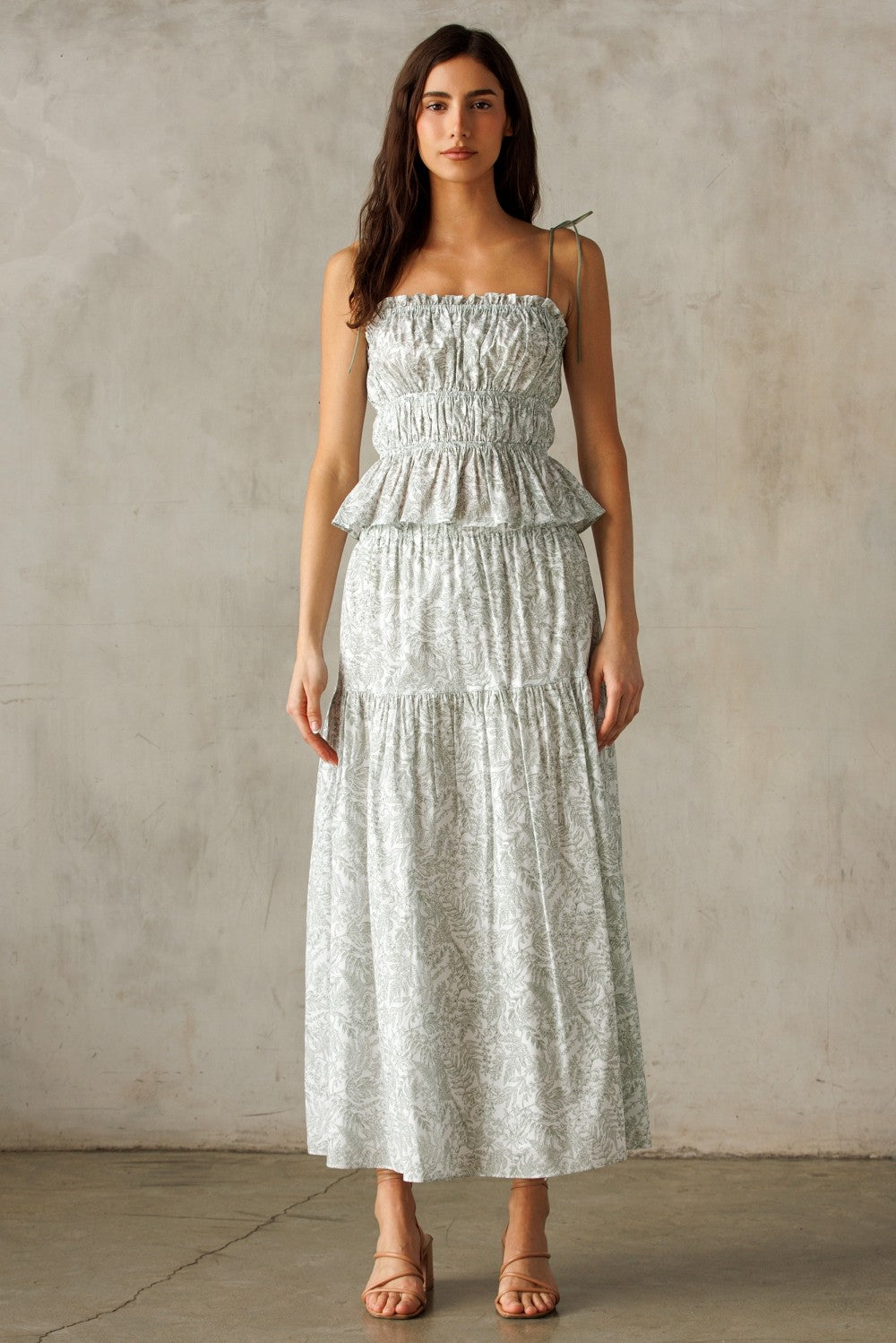 **PREORDER** LAYLA GREEN & WHITE FLORAL SKIRT (top sold separately)