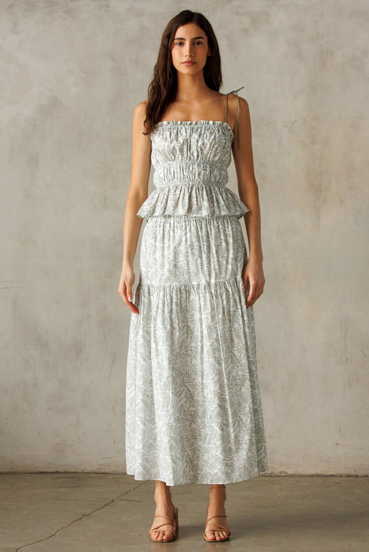 **PREORDER** LAYLA GREEN & WHITE FLORAL SKIRT (top sold separately)